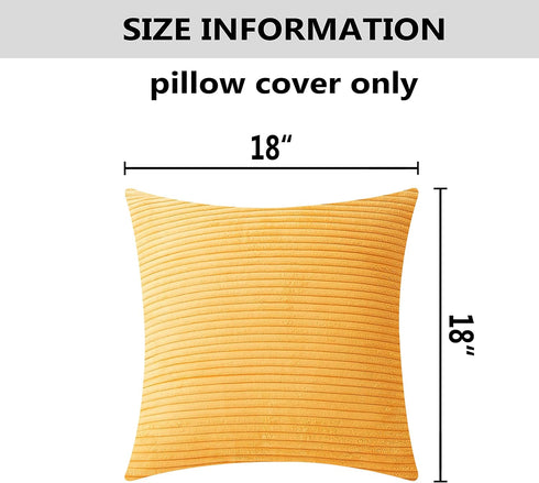 Home Brilliant Yellow Throw Pillow Covers 18x18 Set of 2 Super Soft Couch Pillow Covers Decorative Striped Corduroy Mustard Throw Pillows for Couc...