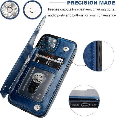 ONETOP Compatible with iPhone 12 Compatible with iPhone 12 Pro Wallet Case with Card Holder, PU Leather Kickstand Card Slots Case, Double Magnetic...