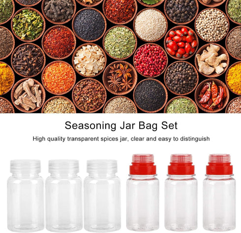Portable Travel Spice Containers, Camping Seasoning Bag Kit Multi Spice Jars Storage with Lids Dry Herb Condiment Dispenser Holder for Backpacking...