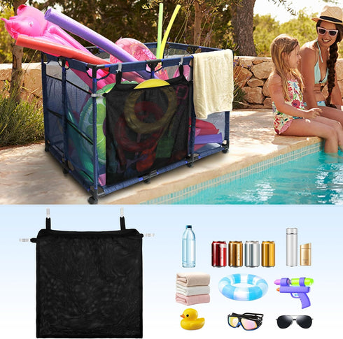 2 Pcs Pool Storage Bin Side Pouch- Elastic Mesh Pool Storage Side Hanging Bags- Large Capacity Pool Storage Organizer Side Mesh Pockets Packages f...