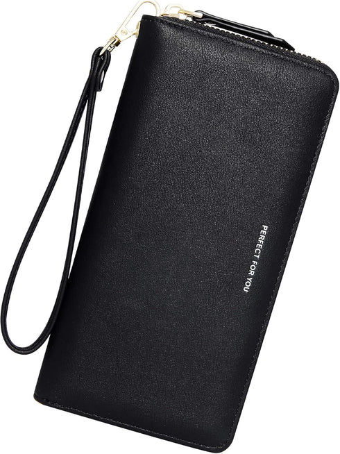 Badiya Womens Wallet RFID Blocking Credit Card Holder Large Capacity Leather Zip Around Wallets Clutch Wristlet...