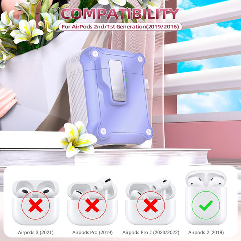 R-fun Compatible with AirPods 2nd Generation 2019,1st Gen 2016 Charging Case Cover, Full Drop Protection Auto Pop-Up Lid Compatible with Airpods C...