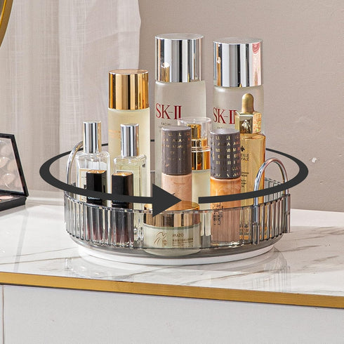 Lazy Susan Rotating Makeup Organizer for Vanity, High-Capacity Skincare Clear Make Up Storage Perfume Organizers Cosmetic Dresser Organizer Counte...