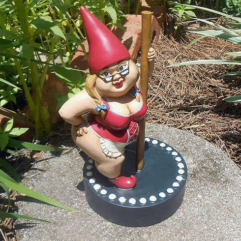 Funny Woman Dancing Gnome, Pole Dance Garden Gnomes, Funny Outdoor Indoor Statue for Home, Creative Figurine Decoration for Patio Lawn Garden Yard...