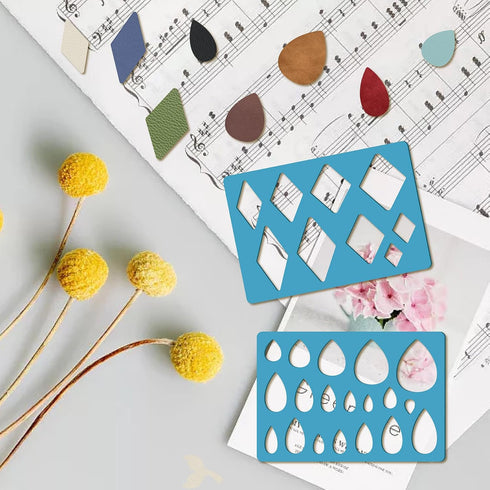 GORGECRAFT 2 Styles Teardrop Earring Template Reusable Diamond Jewelry Shape Templates Geometric Stencils Leather Earring Acrylic Cutting Stencil ...