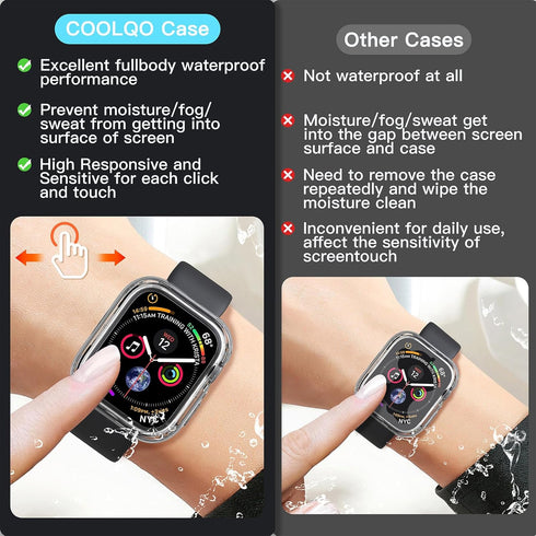 COOLQO 2 Pack Waterproof 2 in 1 Case Compatible for Apple Watch 40mm SE 2nd 2023 SE 6 5 4, with 9H Tempered Glass Screen Protector, Full Body Cove...