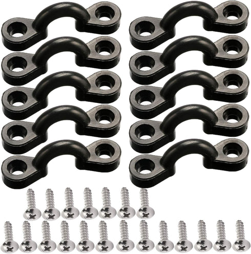 Kayak Pad Eye Kit, 10PCS Nylon Bungee Deck Loops Tie Down Pad Eye with 20 Screws for Boat Kayak Deck Rigging Kit...