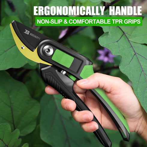 8" Bypass Pruning Shears Gardening Scissors Pruners Tools for Plants with Sharp SK5 Blade?Opening Cuts 3/4" (20mm?...