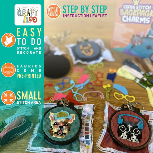 5 Stamped Cross Stitch Kits for Kids.Needlepoint Kits for Beginners. Embroidery Kit for Kids,Girls Cross Stitch kit (Dogs)...