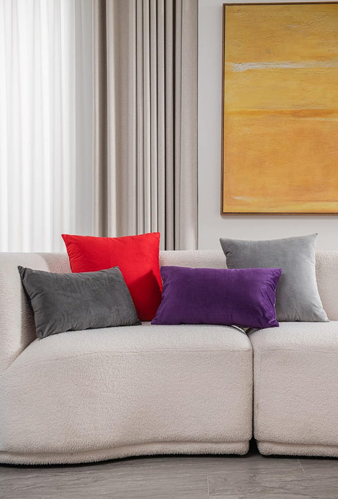 DEZENE Throw Pillow Covers 12x20 Dark-Grey: 2 Pack Cozy Soft Velvet Rectangular Decorative Pillow Cases for Farmhouse Home Decor...