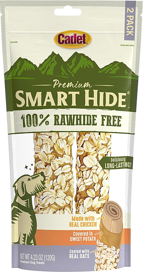 Cadet Smart Hide Rawhide Free Dog Treats – Oat Coated, 2 Count...