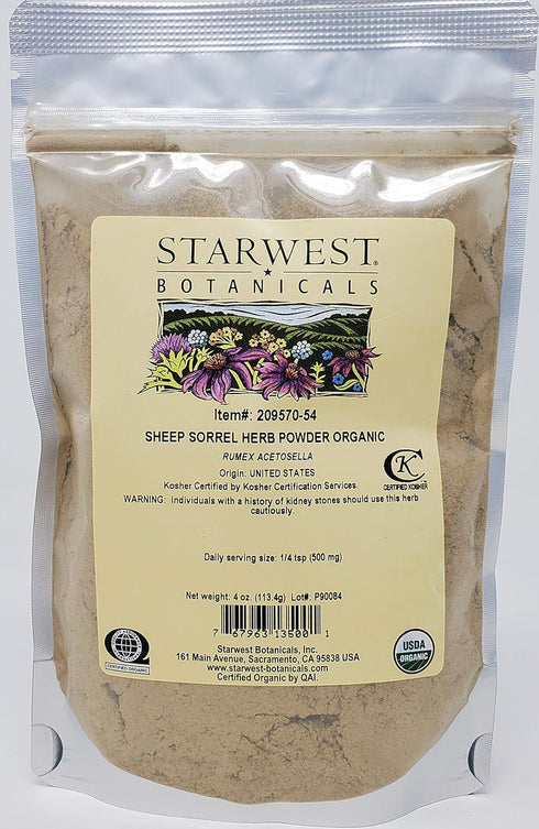 Starwest Botanicals Organic Sheep Sorrel Herb Powder, 4 Ounces...