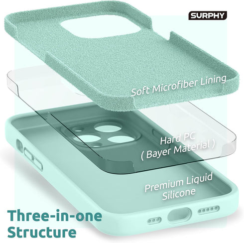 SURPHY Compatible with iPhone 13 Pro Case with Screen Protector, (Camera Protection + Soft Microfiber Lining) Liquid Silicone Phone Case 6.1 inch ...