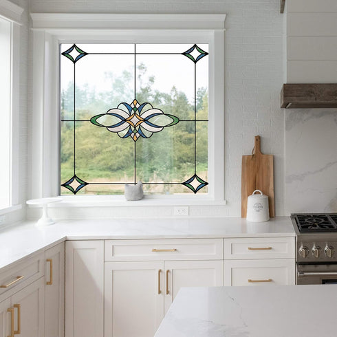 InHome NH2424: Blue Meridan Stained Glass Decal 17. 35 x 9 inches...