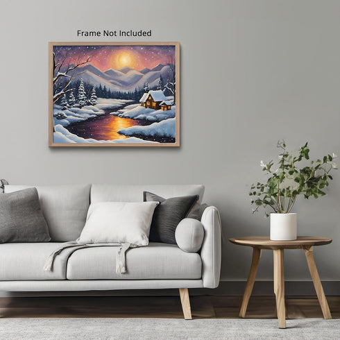 Posterizer 1 pcs- quaint old village-building in nature-night sky 16-Landscape & Nature Art-Floral Botanical Art- Decor for Home & Office- unframe...