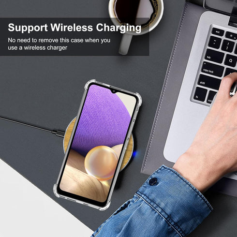 Yiakeng Galaxy A32 5G Case with Screen Protector, Crystal Clear Slim Soft Silicone TPU Protective Phone Cover for Samsung Galaxy A32 5G...