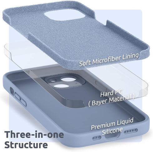 SURPHY Compatible with iPhone 13 Case with Screen Protector, (Camera Protection + Soft Microfiber Lining) Liquid Silicone Phone Case 6.1 inch 2021...