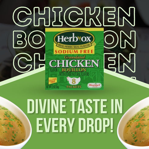 Granulated Chicken Bouillon Bundle. Includes Four 1x2 Oz 8ct each Box of Chicken Bouillon Flavored Seasoning. Gluten Free and Sodium Free Chicken ...