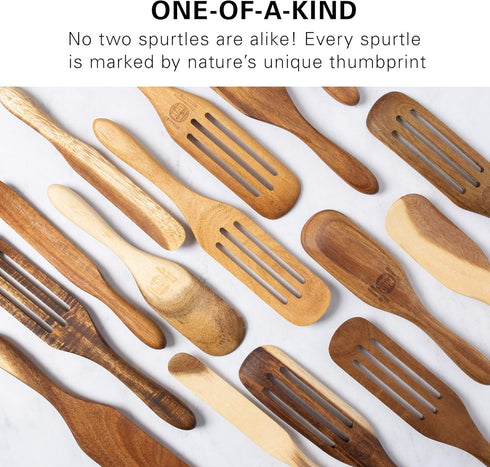 As Seen on TV, Mad Hungry Spurtle 4pc Set, Acacia Premium Wood Finish, Cooking Utensils For Non Stick Cookware, Baking, Whisking, Smashing, Scoopi...