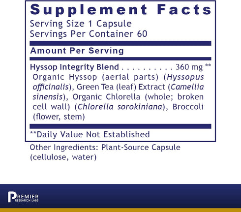 Hyssinol TM, 60 Caps, Vegan Product - Hyssop Complex Formula for Premier Health and Wellness Support...