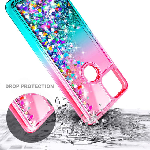 NZND Case for T-Mobile REVVL 4+ Plus with Tempered Glass Screen Protector (Full Coverage), Glitter Liquid Floating Waterfall Girls Cute Phone Case...