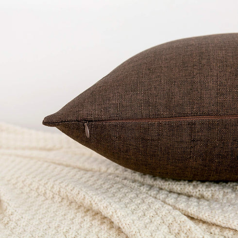 RainRoad Linen Decorative Throw Pillow Covers Cushion Cover Pillow Case for Sofa Couch Bed Chair, Soft Square Dark Brown Throw Pillows 18x18 Inch,...