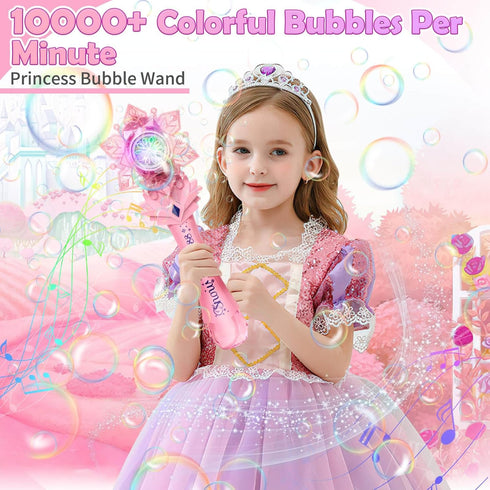 Bubble Wands Toys for 4 Year Old Girls: Princess Wand Gifts for 3 Year Old Girl Handheld Bubble Machine for Kids Birthday Gift for 3 Year Old Girl...