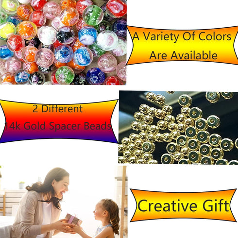 Nifsun 8mm 200pcs Glow in The Dack Glass Beads Round Spacer Loose Beads with Holes for Jewelry Making Bulk Lampwork Solar Unique DIY Lampwork Bead...