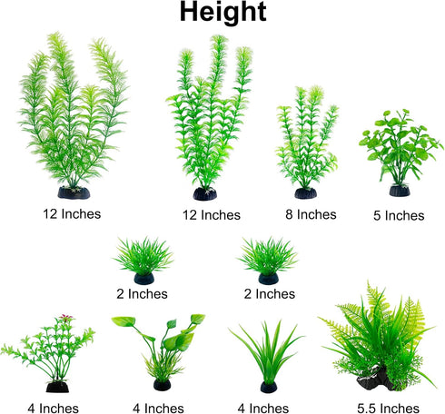 Artificial Aquarium Plants Plastic, Fake Plants for Aquarium Fish Tank, Realistic Plant 10PCS...