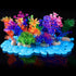Jexine 100 Pcs Fish Tank Rocks Glow Blue, Fish Tank Stones Accessories Gravel with 10 Pack Artificial Aquatic Plants Fish Tank Plants Plastic Cora...