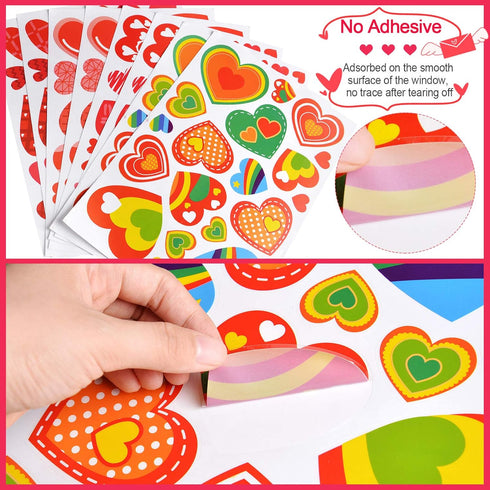 Kalolary 194PCS Valentine's Day Window Stickers Removable Heart Window Clings DIY Heart Stickers Self-Adhesive Heart Decal for Home, Office - Vale...