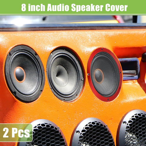 ACROPIX Universal 8" Car Speaker Grills Cover Mesh Round 8 Inch Audio Speaker Subwoofer Guard Protector Case with Mounting Screws Iron Red Black -...