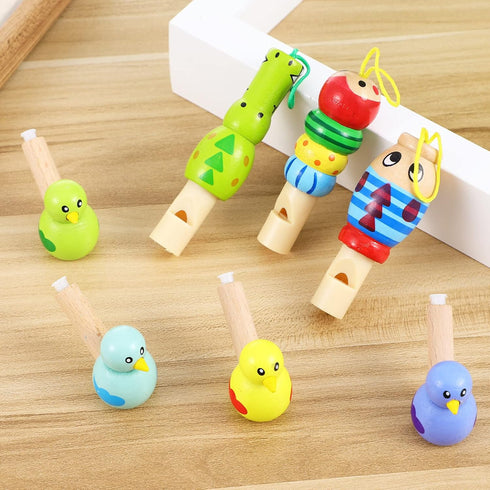 7Pcs Wooden Whistle for Kids, Cute Cartoon Animal Bird Whistle Set, Musical Instrument Early Learning Props Party Favors for Girls Boys...