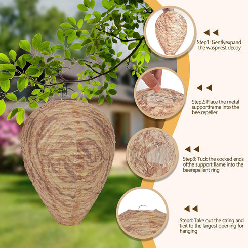 4 Pack Wasp Nest Hanging Fake Wasp Nest Paper Material Hornet Nest for Wasps…...