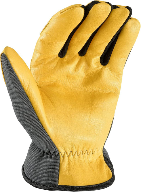 Wells Lamont Men's Slip On HydraHyde Water-Resistant Leather Palm Hybrid Work Gloves,Gray, Large 3241L (Pack of 1)...