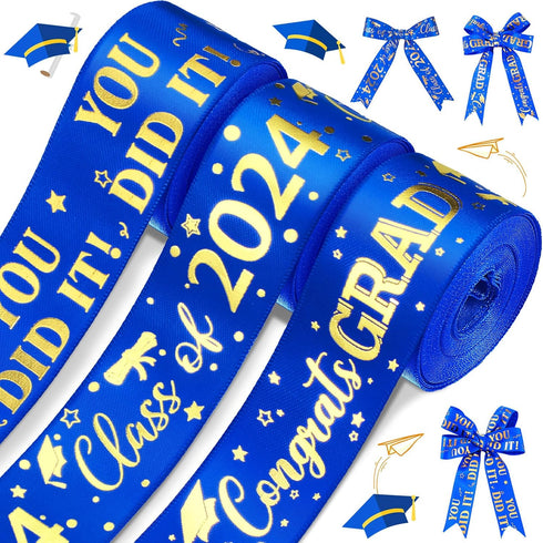 Moukeren 3 Roll Class of 2024 Graduation Ribbon Graduation Party Favors Decor 1 Inch Congratulations Ribbon DIY Congrats Grad Ribbon Art Fabric Ri...