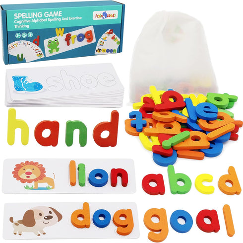 FLYINGSEEDS See and Spell Learning Toys, CVC Word Builders with Sight Words Flash Cards Kindergarten, Educational Toys for Toddler 2 3 4 Year Old ...