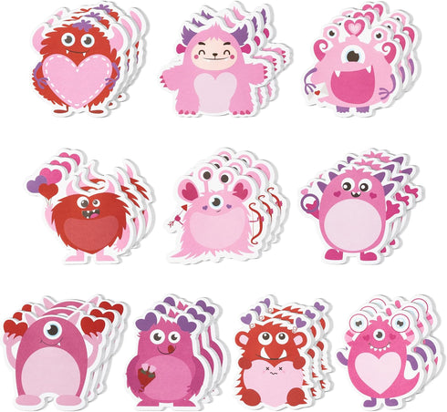 30 Pack Valentine’s Day Sticky Notes Cute Monster Heart Sticky Note Pads 600 Sheets Self Stick Notepad Memo Pads Funny Page Marker School Classroo...