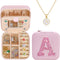 Jewelry Boxes & Organizers| Initial Travel Jewelry Box Case| Gold Initial Necklaces for Women Girls| Personalized Pink Jewelry Organizer| Graduati...