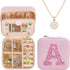 Jewelry Boxes & Organizers| Initial Travel Jewelry Box Case| Gold Initial Necklaces for Women Girls| Personalized Pink Jewelry Organizer| Graduati...