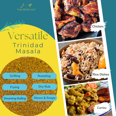 Spice Hut - Trinidad Masala Organic, Salt-Free, Caribbean Spice Blend for Authentic Flavors / Trinidad Seasoning and Curry Spice - Meat Rub, Veget...