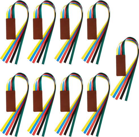 Outus 9 Pieces Bible Ribbon Bookmark Multi Ribbon Page Markers Artificial Leather Bookmark with Ribbons for Books (Colorful Ribbon)...
