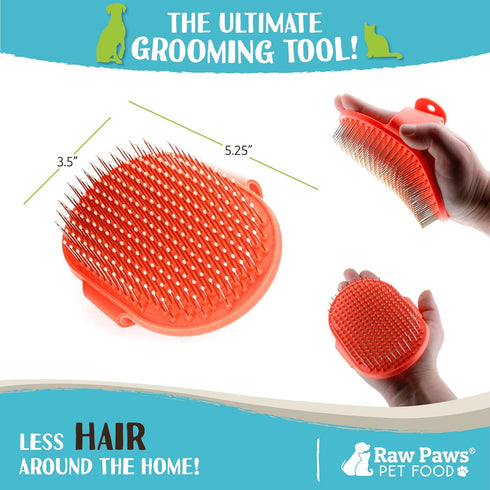 Raw Paws Grooming Brush, 1 ct - Hand-Held Rubber Tipped Pin Brush for Dogs & Cats - Dog Pin Brush - Dog Brush for Shedding - Bath Brush for Dogs w...