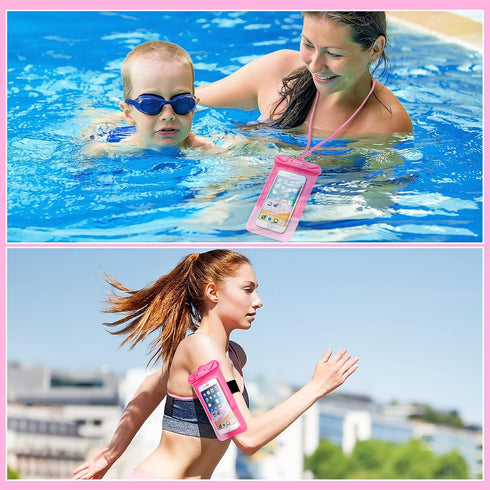 3 Pack Waterproof Float Phone Pouch with Neck Trap and Armband, Waterproof Phone case, Dry Bag Outdoor Beach Bag for iPhone, Samsung Galaxy, and O...