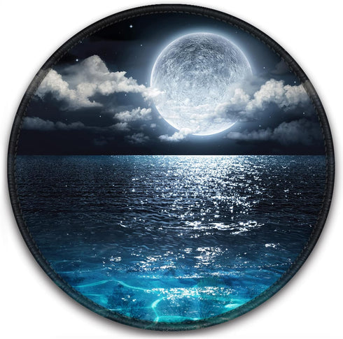 BOSOBO Mouse Pad, Round Moon Lake Mouse Mat, Cute Mouse Pad with Design, Non-Slip Rubber Base Mousepad with Stitched Edge, Waterproof Women Office...