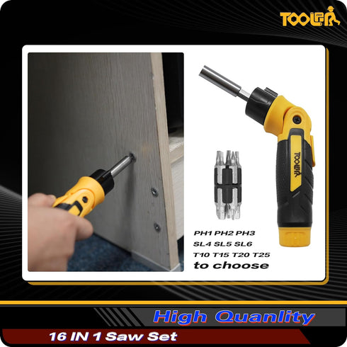 TOOLAN: 16-In-1 Multi Blades Hand Saw With Screw Driver (Manual Saw, Not Electric). For Cut Wood, Metel, Plastic, Sheetrock, Dry Wall Saw, Plywood...