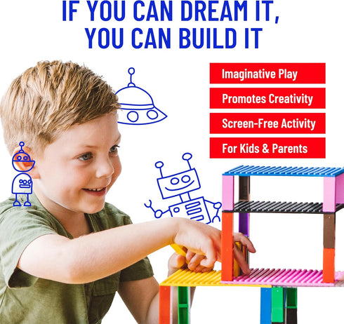 Strictly Briks 4 Pack Classic Baseplates 10x10 in, Stackable Building Plates with 32 x 32 Studs, Mats, Bases, Boards, Sheets 100% Compatible with ...