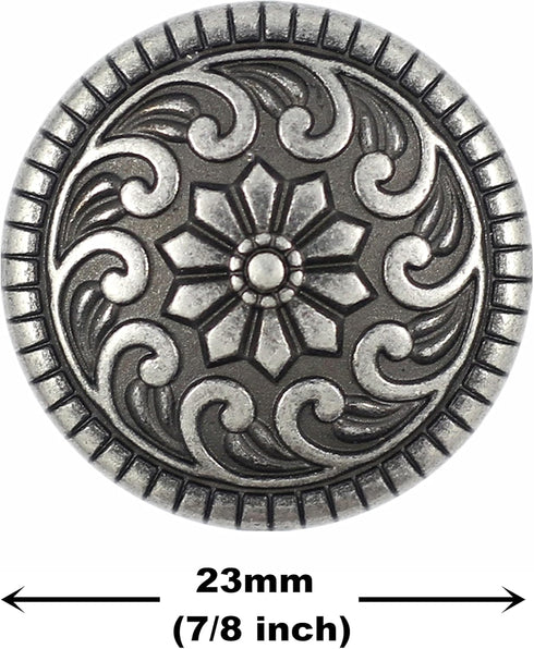 Bezelry 12 Pieces Sea Wave and Flower Metal Shank Buttons. 23mm (7/8 inch) (Gray Silver)...