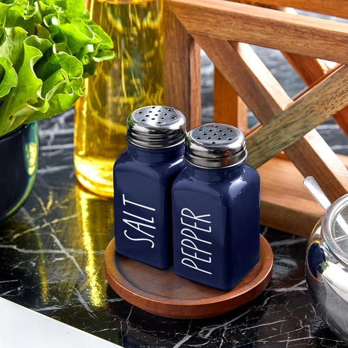 Navy Blue Salt and Pepper Shakers Set - Bivvclaz 2.7 oz Christmas Salt and Pepper Shakers, Blue Kitchen Decor and Accessories for Home Restaurants...