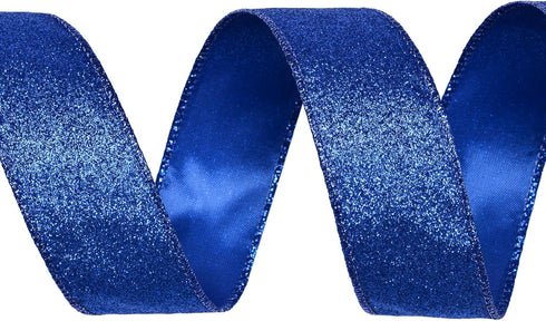 Blue Glitter Wired Ribbon for Christmas Tree Wreath Decoration Home Décor Gift Wrapping Crafts Sewing, 1 1/2 Inch 10 Yard...